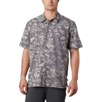 Columbia Overhemd Heren, PFG Trollers Best Short Sleeve Grijs LichtBlauw, 35XAOYNGS